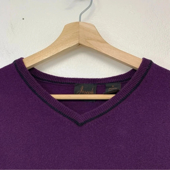 Jos A Bank Cotton Cashmere V Neck Sweater Men Medium Purple Long Sleeve Preppy - Picture 2 of 12